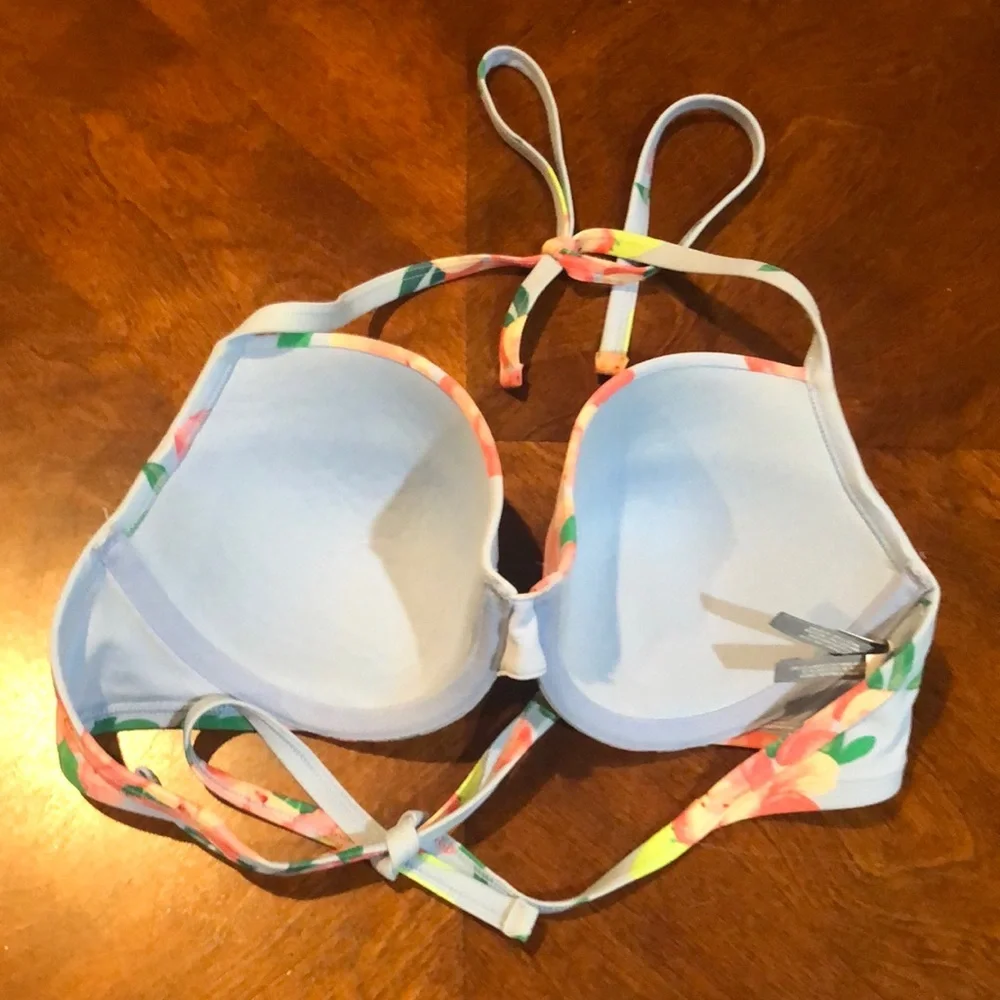 Aerie Floral Halter Bikini Top 34D - Picture 3 of 6
